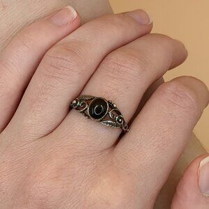 925 Silver Ring WIth Black Stone